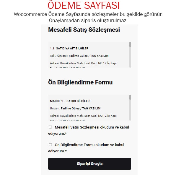 Woocommerce Mesafeli Satış Sözleşmesi Eklentisi