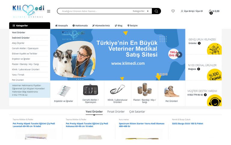 Klimedi.com Veteriner Malzemeleri E-Ticaret Sitesi