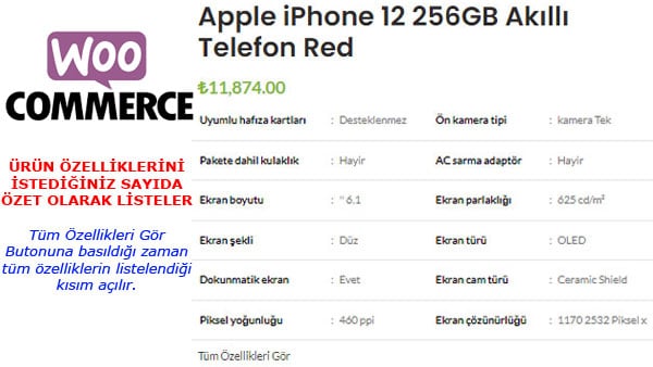 Woocommerce Ürün Özelliklerini Listele