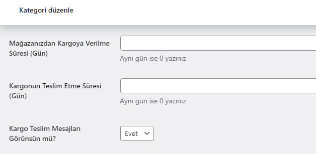 Woocommerce Tahmini Kargo Süresi Kargoya Teslim Tarihi Eklentisi